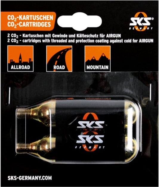 SKS Co2-Patronen voor SKS fietspomp - 16 Gram - Met Schroefdraad - 2 Stuks